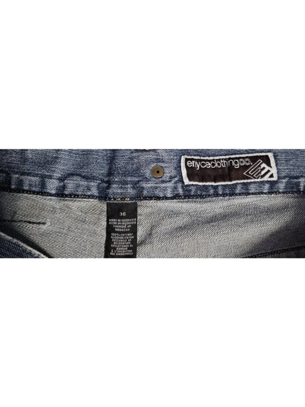 Enyce Men's Sz 36 Blue Denim Jorts Baggy Y2K Hip Hop Jean Shorts Embroidered